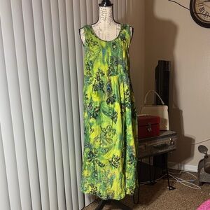 Jane Ashley Lime Green & Teal Floral Maxi Dress